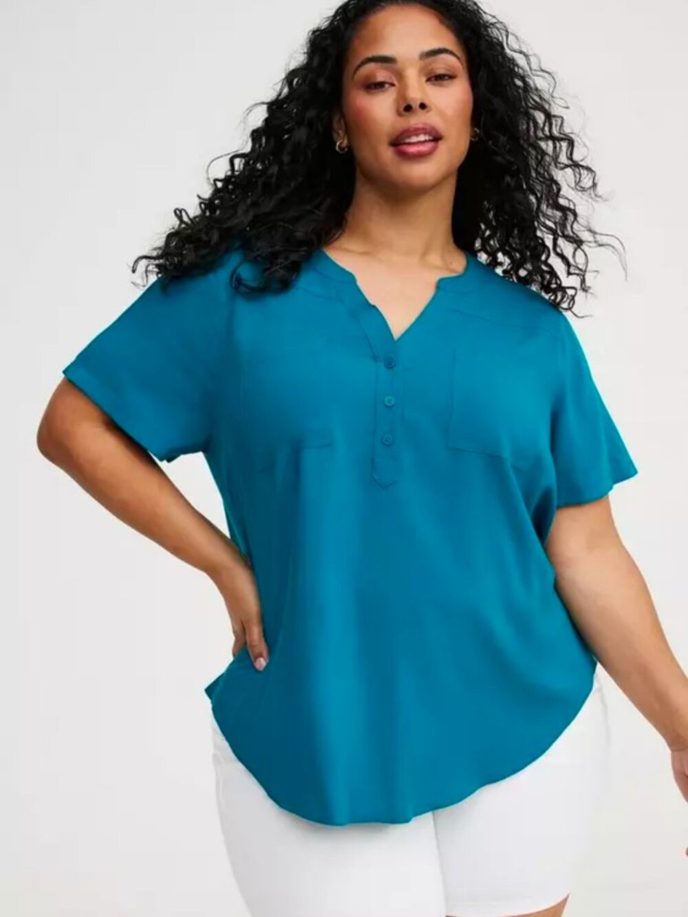 Torrid Harper Challis Short Sleeve Blouse